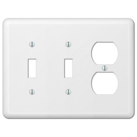 Amerelle 935TTDW Devon Wallplate, 2 Toggle / 1 Duplex, Steel, White, 1-Pack