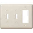 thumbnail image 1 of Amerelle 935TTRAL Devon Wallplate, 2 Toggle / 1 Rocker, Steel, Light Almond, 1-Pack, 1 of 3