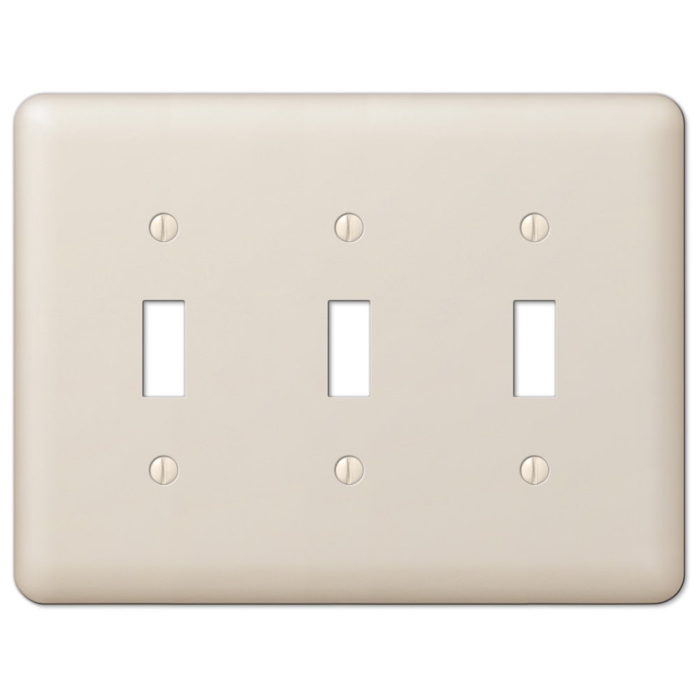 Devon Light Almond 3 Gang Stamped Steel Toggle Wall Plate
