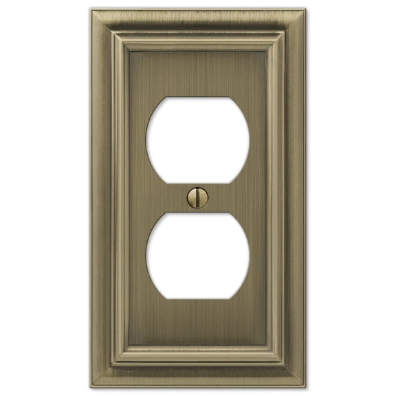 Amerelle 94DBB Continental Wallplate, 1 Duplex, Cast Metal, Brushed Brass, 1-Pack