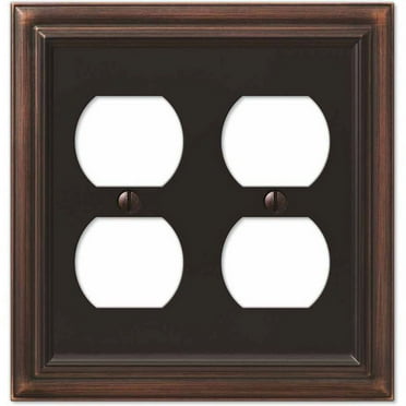Amerelle 94DDVB Continental Wallplate, 2 Duplex, Cast Metal, Aged Bronze, 1-Pack