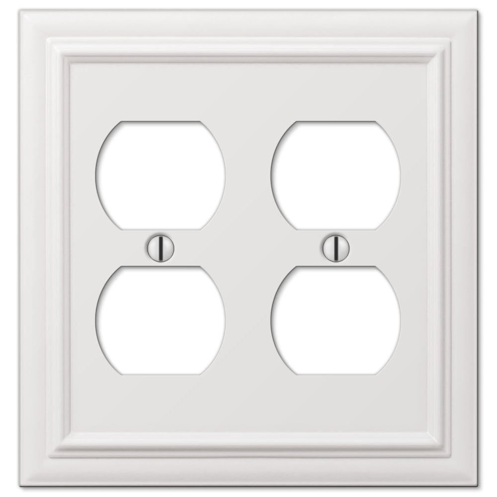 White Cast Metal Double Duplex Wallplate