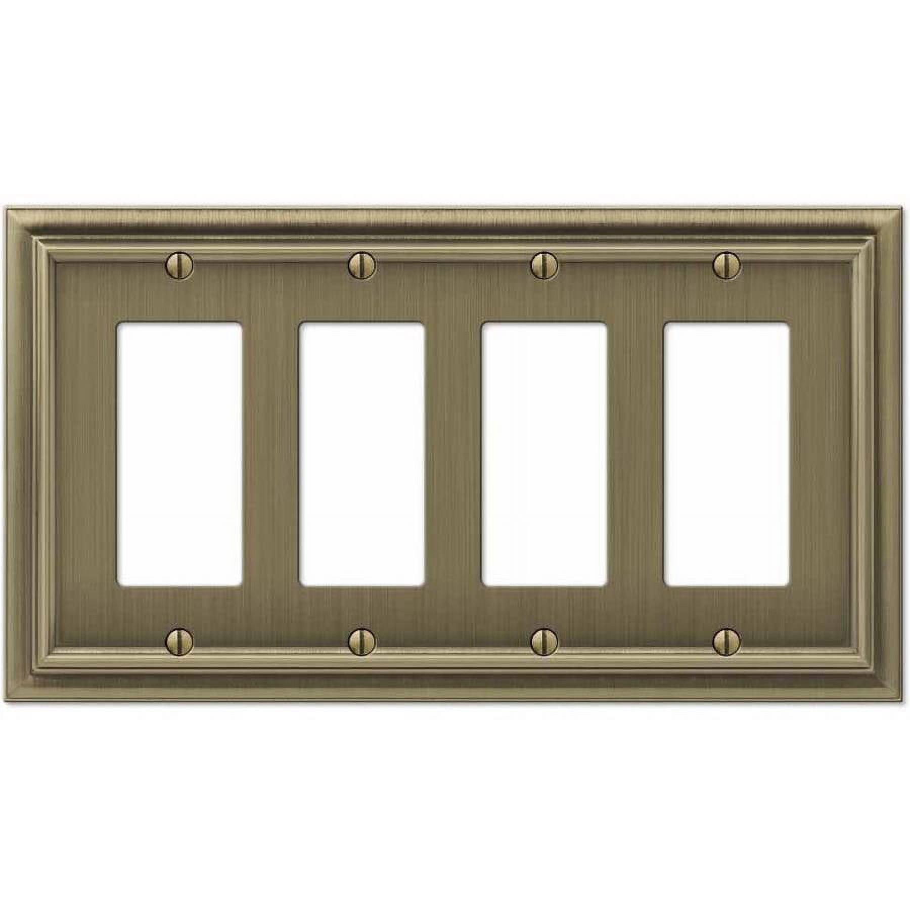 Brushed Brass Quadruple Rocker Metal Wall Plate
