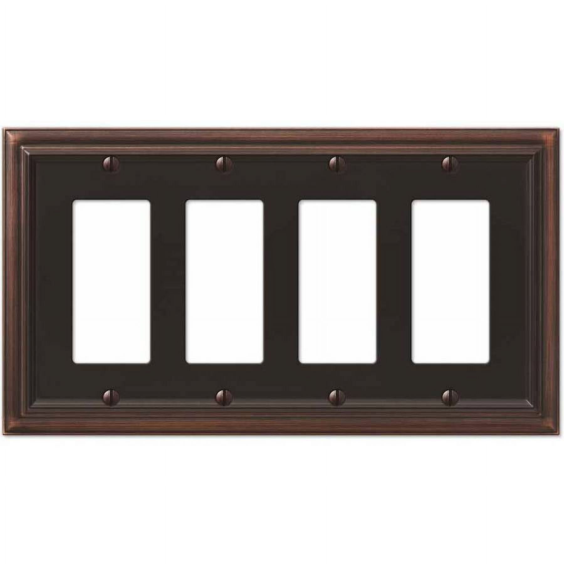 Continental Aged Bronze 4-Gang Metal Wall Plate