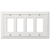 Amerelle 94R4W Continental Wallplate, 4 Rocker, Cast Metal, White, 1-Pack