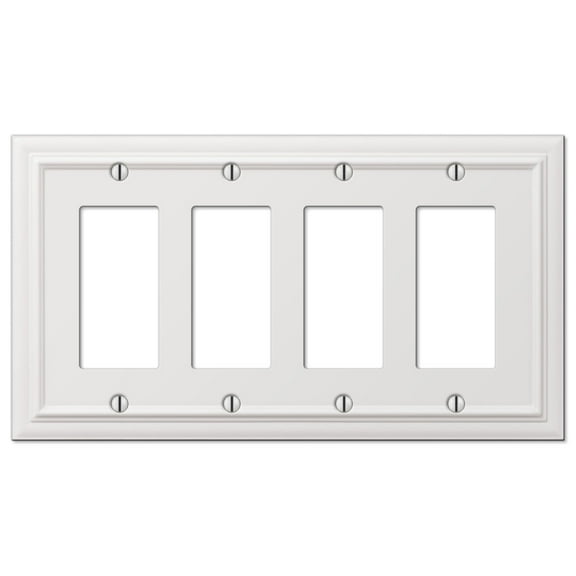 Amerelle 94R4W Continental Wallplate, 4 Rocker, Cast Metal, White, 1-Pack