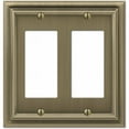 thumbnail image 1 of Amerelle 94RRBB Continental Wallplate, 2 Rocker, Cast Metal, Brushed Brass, 1-Pack, 1 of 5
