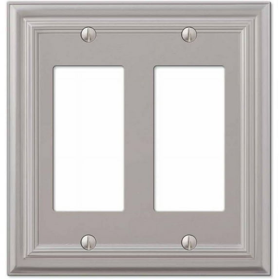 Amerelle 94RRN Continental Wallplate, 2 Rocker, Cast Metal, Satin Nickel, 1-Pack