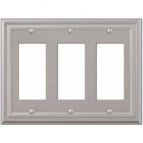 Amerelle 94RRRN Continental Wallplate, 3 Rocker, Cast Metal, Satin Nickel, 1-Pack