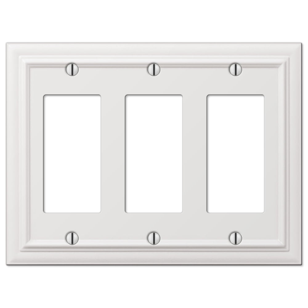 White Cast Metal 3-Gang Rocker Wall Plate