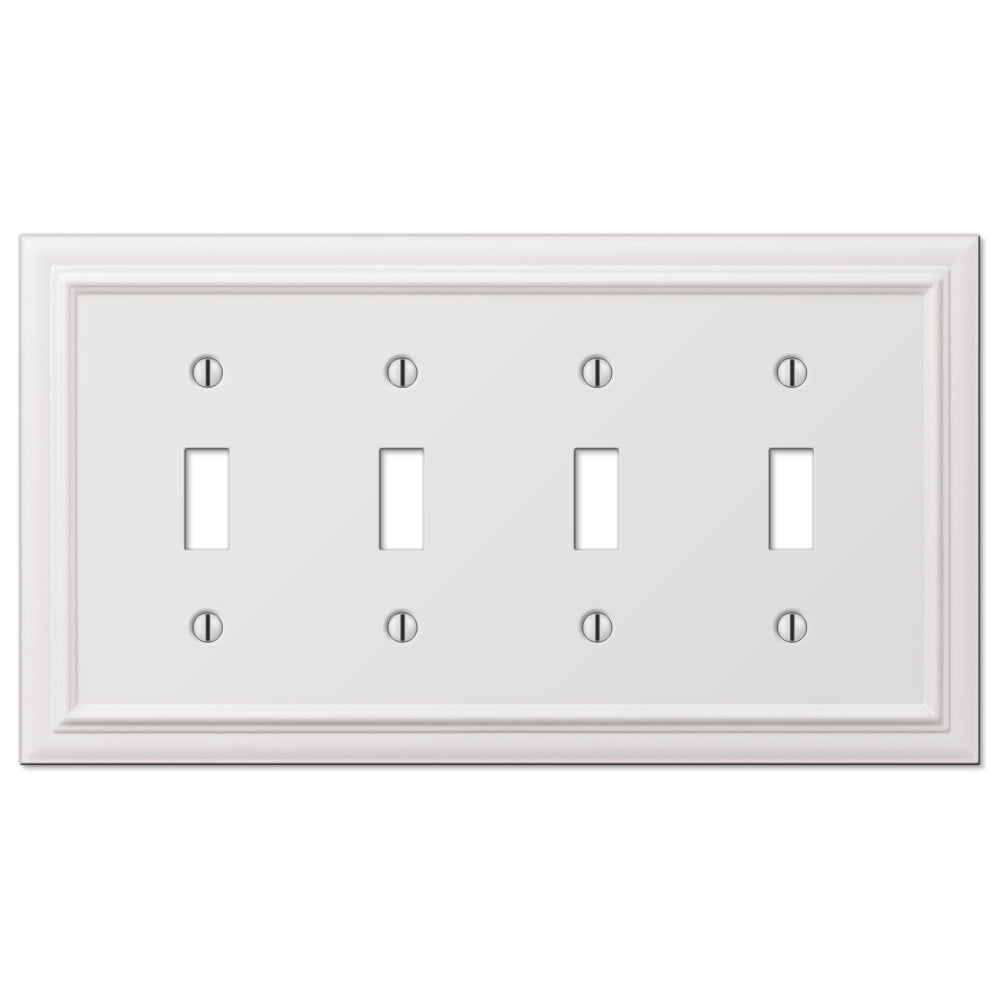 White Cast Metal Quad Toggle Wall Plate