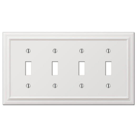 Amerelle 94T4W Continental Wallplate, 4 Toggle, Cast Metal, White, 1-Pack