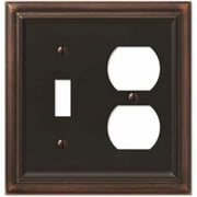 Amerelle 94TDVB Continental Wallplate, 1 Toggle / 1 Duplex, Cast Metal, Aged Bronze, 1-Pack
