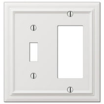 Amerelle 94TRW Continental Wallplate, 1 Toggle / 1 Rocker, Cast Metal, White, 1-Pack