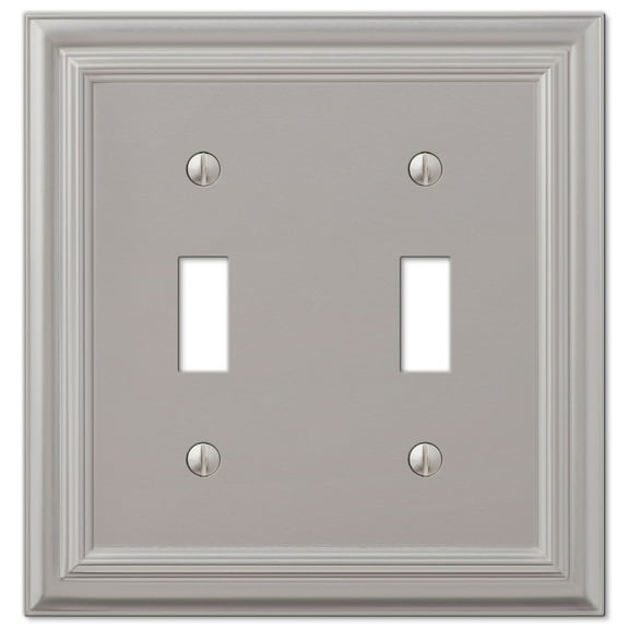 Amerelle 94TTN Continental Wallplate, 2 Toggle, Cast Metal, Satin Nickel, 1-Pack