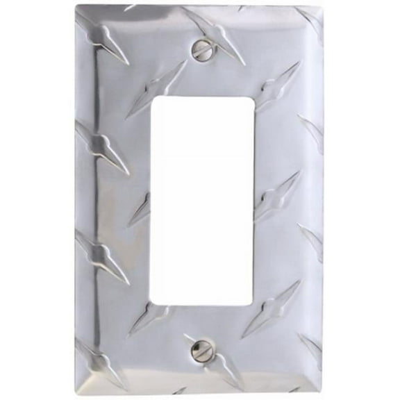 Amerelle 955R Diamond Plate Wallplate, 1 Rocker, Stamped Aluminum, Silver, 1-Pack