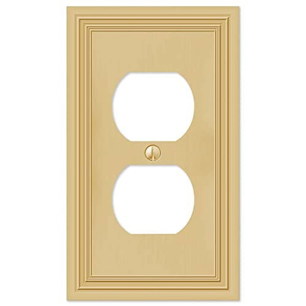 Amerelle 98DSB Daltry Wallplate, 1 Duplex, Cast Metal, Satin Brass, 1-Pack