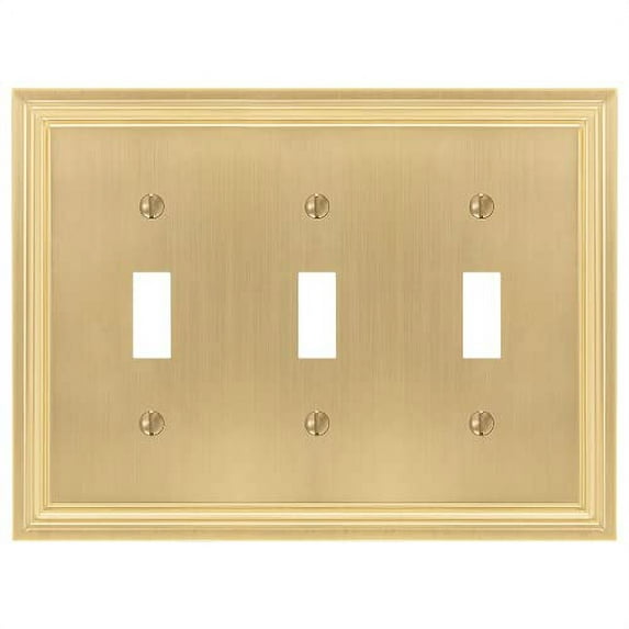Amerelle 98TTTSB Daltry Wallplate, 3 Toggle, Cast Metal, Satin Brass, 1-Pack