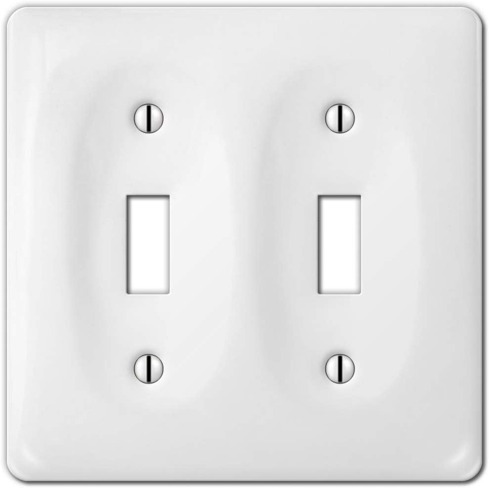 Amerelle Allena White 2 gang Ceramic Toggle Wall Plate 1 pk