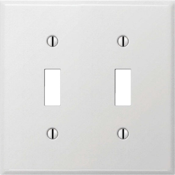 Amerelle C981TTW Contractor White 2 Gang Stamped Steel Toggle Wall Plate