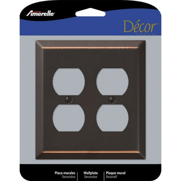 Amerelle Century Aged Bronze Brown 2 gang Stamped Steel Duplex Outlet Wall Plate 1 pk