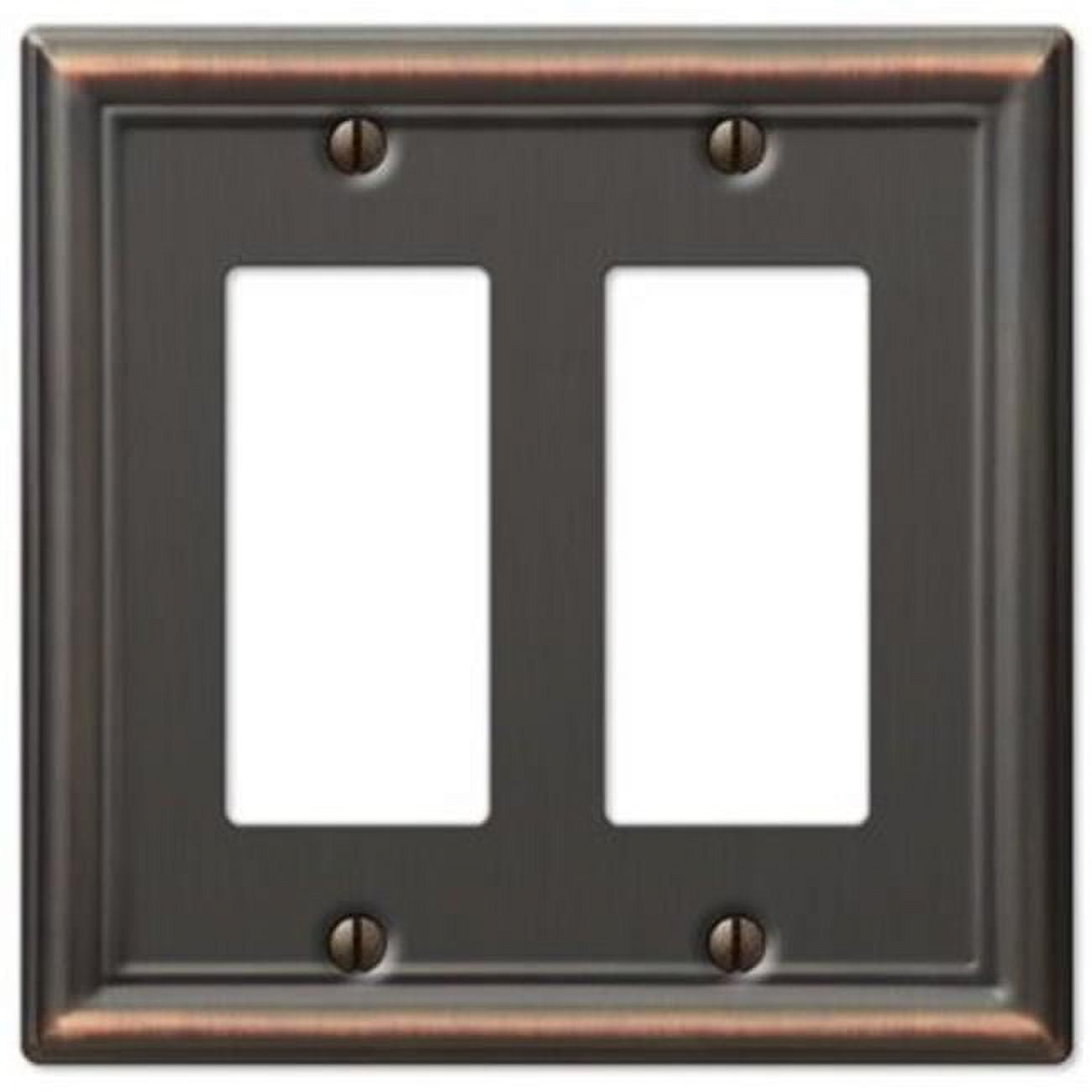 Amerelle Aged Bronze 2-Gang Stamped Steel Decorator Wall Plate