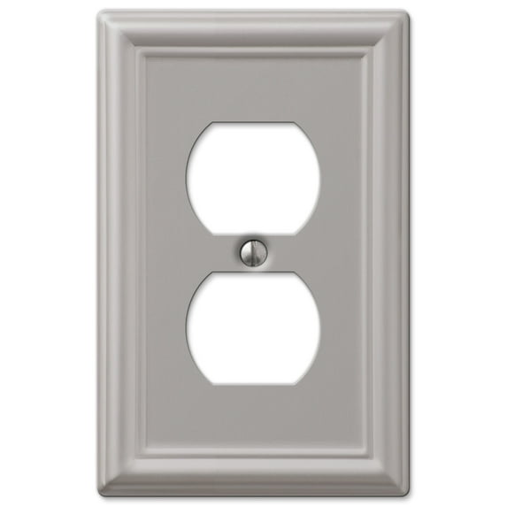 Amerelle Chelsea 1-Gang Stamped Steel Outlet Wall Plate, Brushed Nickel 149DBN