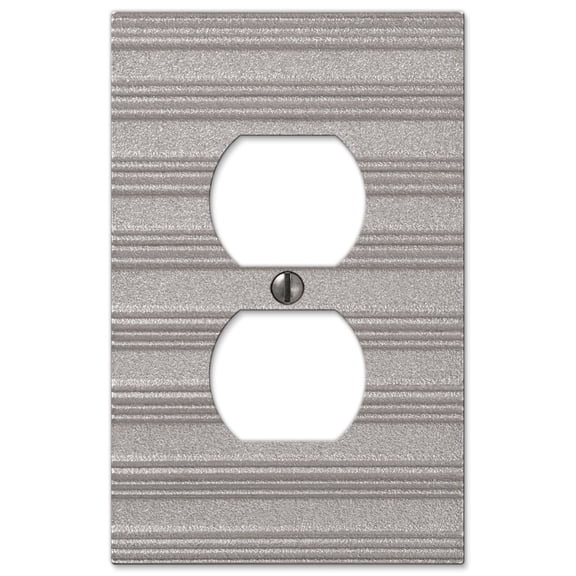 Amerelle Chemal Stripe Single Duplex Outlet Wall Plate Cover Frosted Nickel Finish