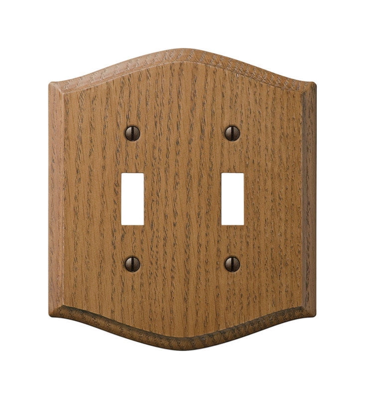 Amerelle Medium Oak 2-Gang Wood Toggle Wall Plate