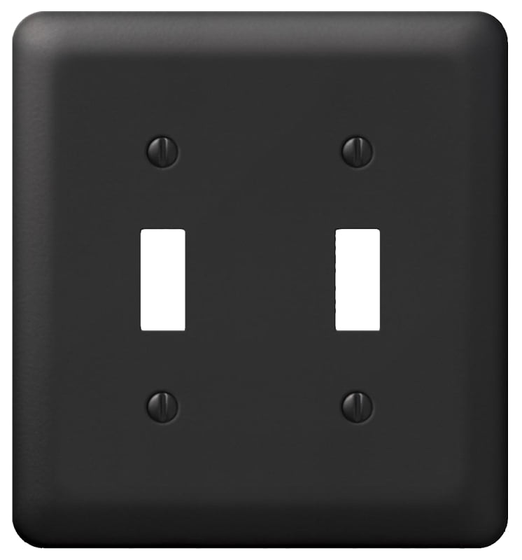 Black Steel Double Toggle Wallplate with Matching Screws
