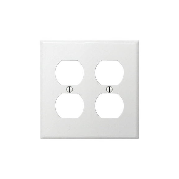 AmerTac Duplex Outlet Plate Contractor Style - Stamped Steel - White