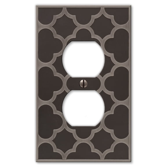 Amerelle Estonia Quatrefoil Single Duplex Outlet Wall Plate Cover Nickel Finish