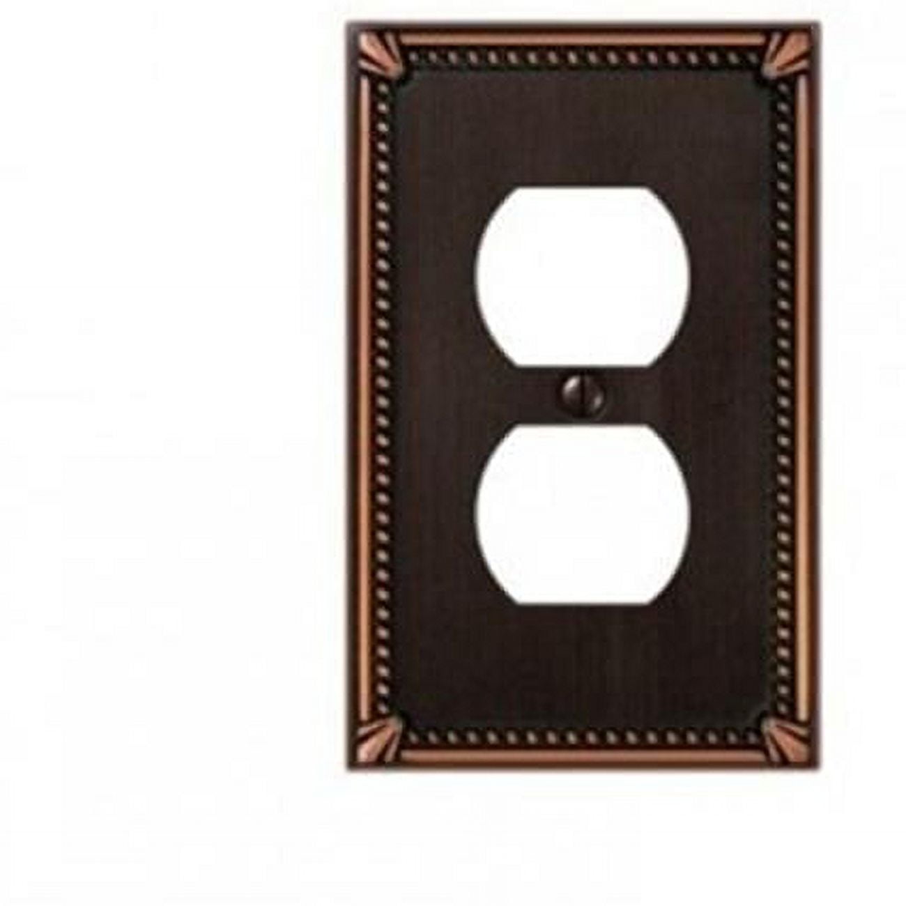 Aged Bronze Beaded 1-Gang Duplex Metal Wall Plate