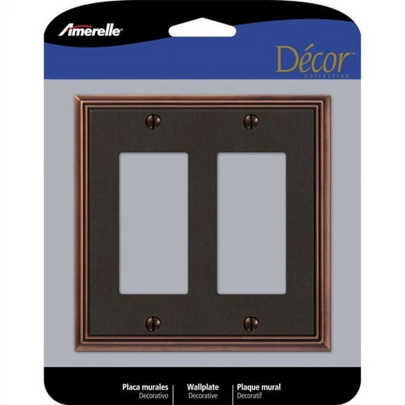 Amerelle Imperial Bead Aged Bronze Brown 2 gang Die-Cast Metal Rocker Wall Plate 1 pk