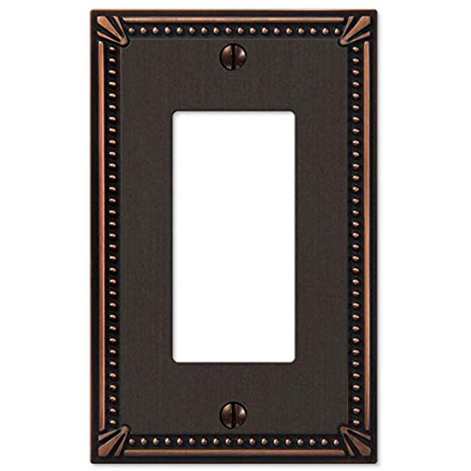 Aged Bronze 1-Gang Beaded Decorator Wall Plate
