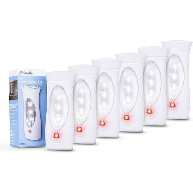 Amerelle LED Emergency Lights for Home Power Failure, 6 Pack Triple