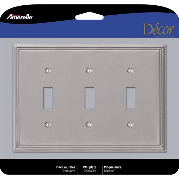 Amerelle Brushed Nickel 3-Gang Metal Toggle Wall Plate