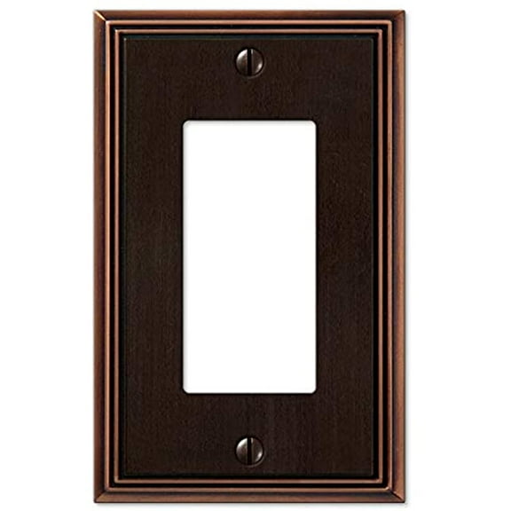 Amerelle Metro Line 1-Gang Cast Metal Rocker Decorator Wall Plate, Aged Bronze