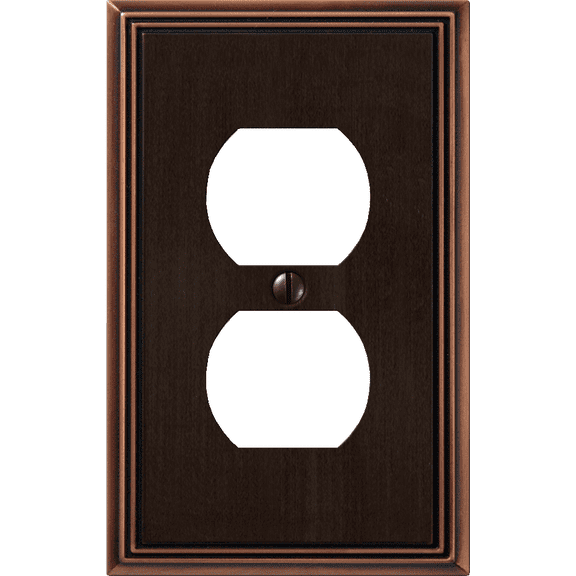 Amerelle Metro Line Cast Metal Outlet Wall Plate - Pack of 4 Indoor & Outdoor Use, NEC-Compliant