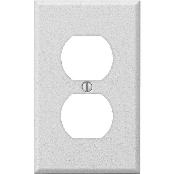 Amerelle PRO 1-Gang Stamped Steel Outlet Wall Plate, White Wrinkle C982DW