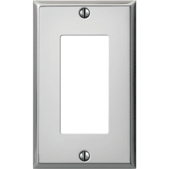 AmerTac Pro 1 Gang Rocker Wall Plate - Stamped Steel, Polished Chrome - Silver