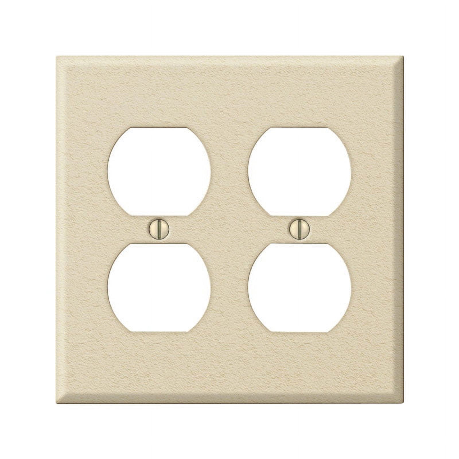 Ivory Wrinkle 2-Gang Stamped Steel Duplex Wall Plate