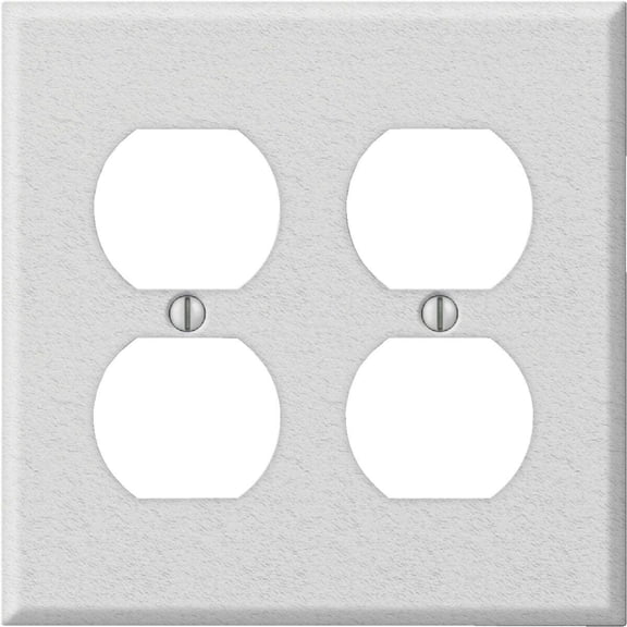 Amerelle PRO 2-Gang Stamped Steel Outlet Wall Plate, White Wrinkle C982DDW