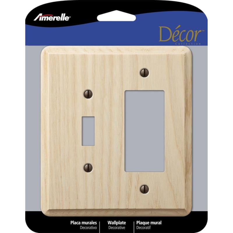 Amerelle Unfinished Ash Wood 2-Gang Rocker/Toggle Wall Plate