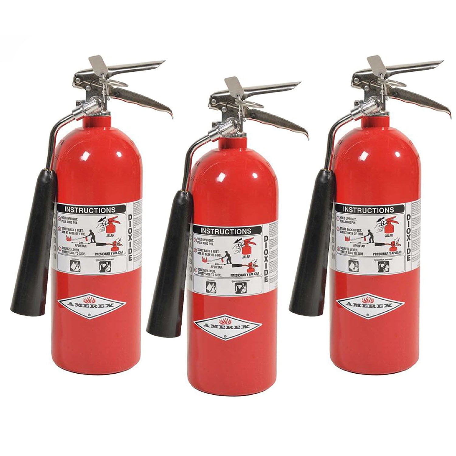 Amerex 322, 5lb Carbon Dioxide Class B C Fire Extinguisher 3 Pack