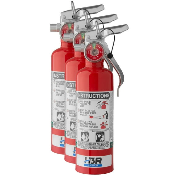 Amerex A384T, 1.4lb Halotron I Fire Extinguisher with Aluminum Valve & Vehicle Bracket, Pack of 3