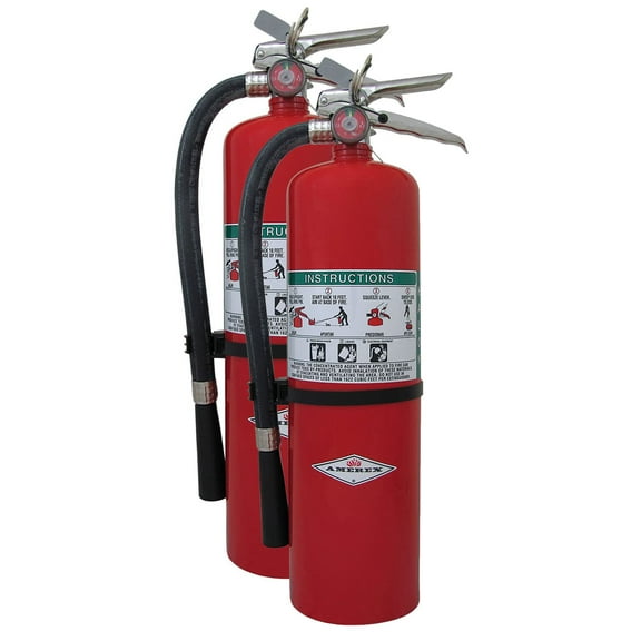 Amerex A411, 20lb ABC Dry Chemical Fire Extinguisher with Aluminum Valve & Wall Hanger, Pack of 2