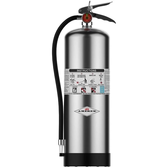 Amerex B240 Stored Pressure Water Fire Extinguisher, 2.5 Gallon for Class A Fires