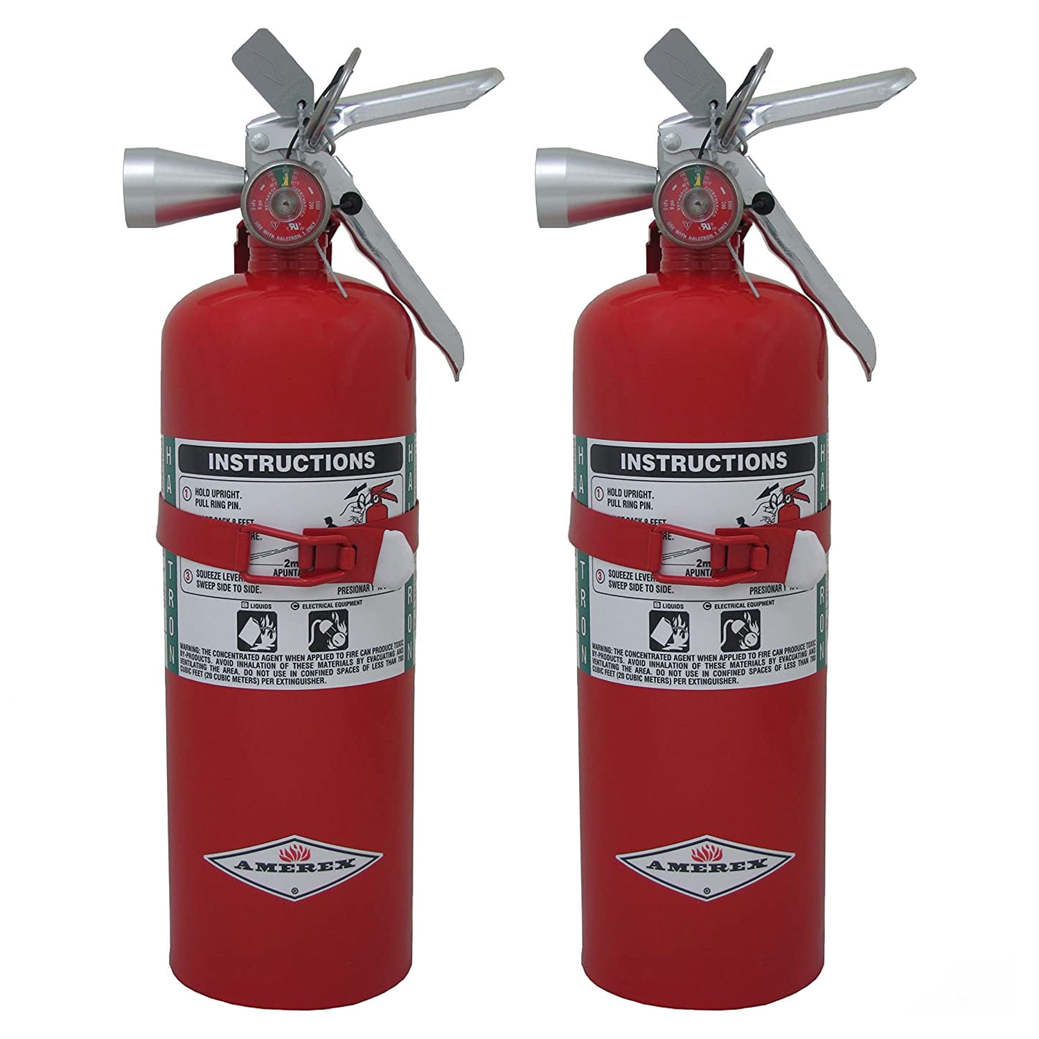 Amerex B386T, 5lb Halotron I Fire Extinguisher with Aluminum Valve \u0026 Wall Bracket, Pack of 2
