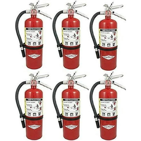 Amerex B402, 5lb ABC Dry Chemical Class A B C Fire Extinguisher, with Wall Bracket, 6 Pack